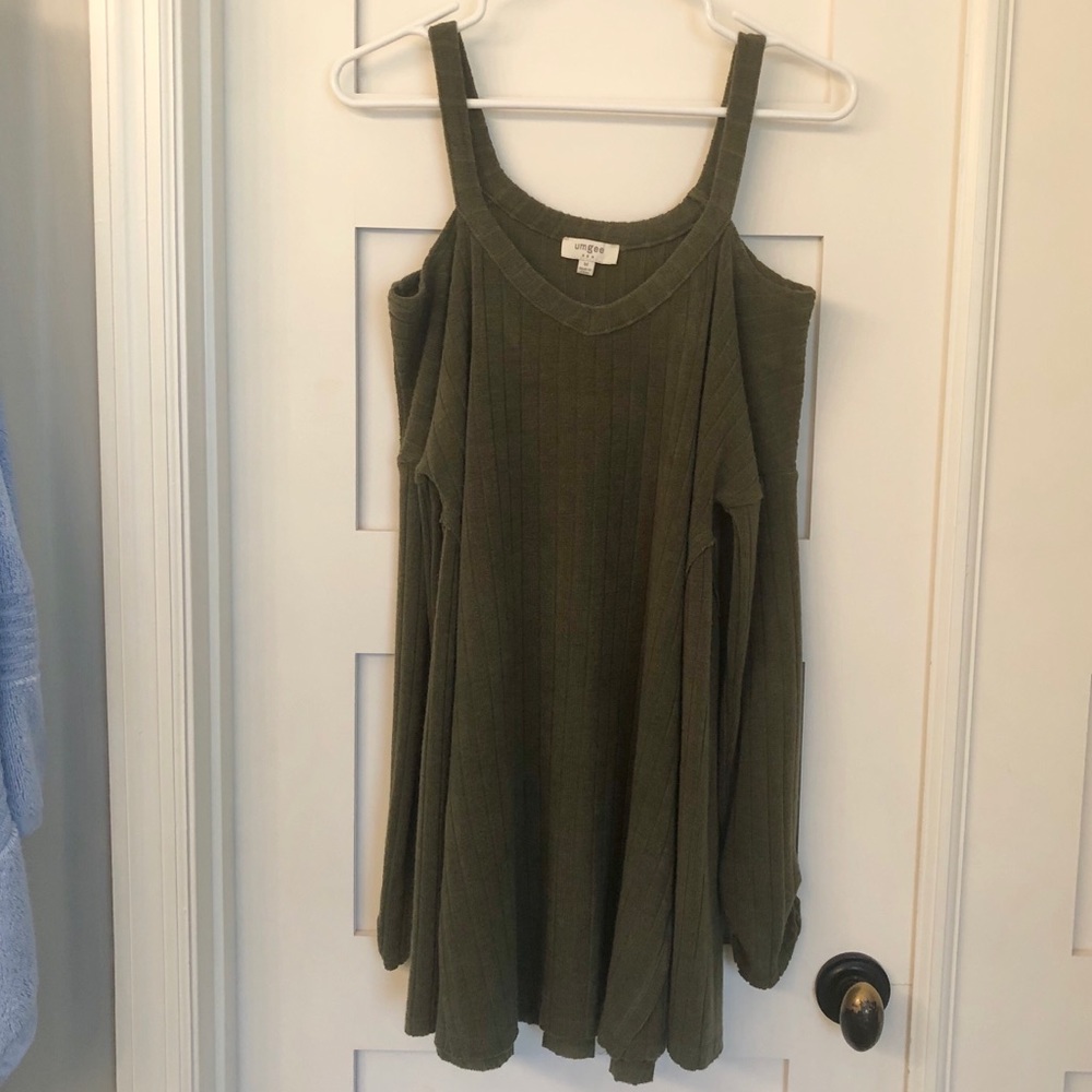 Olive Green Off the Shoulder Sweater